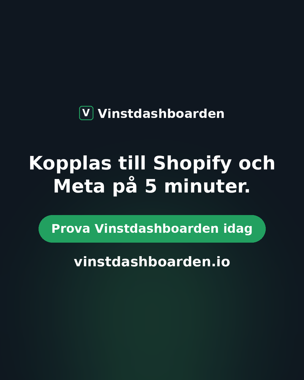 Vinstdashboarden – kopplas till Shopify och Meta på 5 minuter